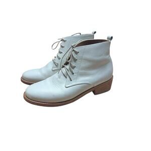 Fortress of Inca Riri Anthro Cream Biker Lace-Up Pebbled Leather Boot 7 / 37